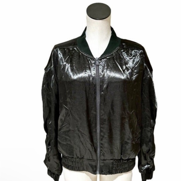 NWOT—Free People Movement Relay Zip Up Satin Knit Collared Jacket - Picture 3 of 6